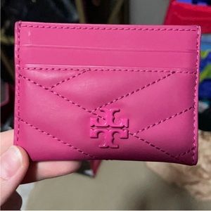 RARE HTF Tory Burch Pink Matte Chevron Card Holder